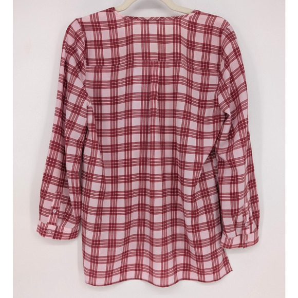 Joie Nepal Red Plaid Windowpane Sheer Blouse French Girl Cottage Chic Size Small - Picture 4 of 8